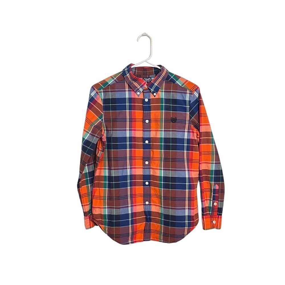 Chaps Boys Plaid Button Shirt Long Sleeve Sz L (14/16)